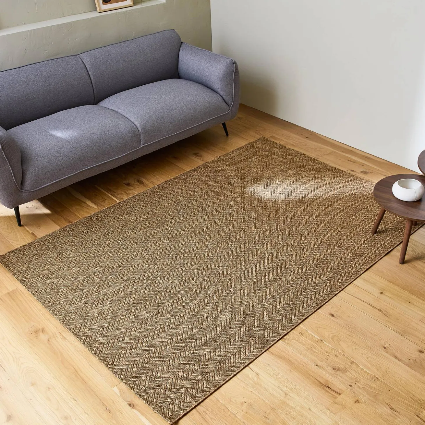 Alfombra interior/exterior efecto yute color caramelo