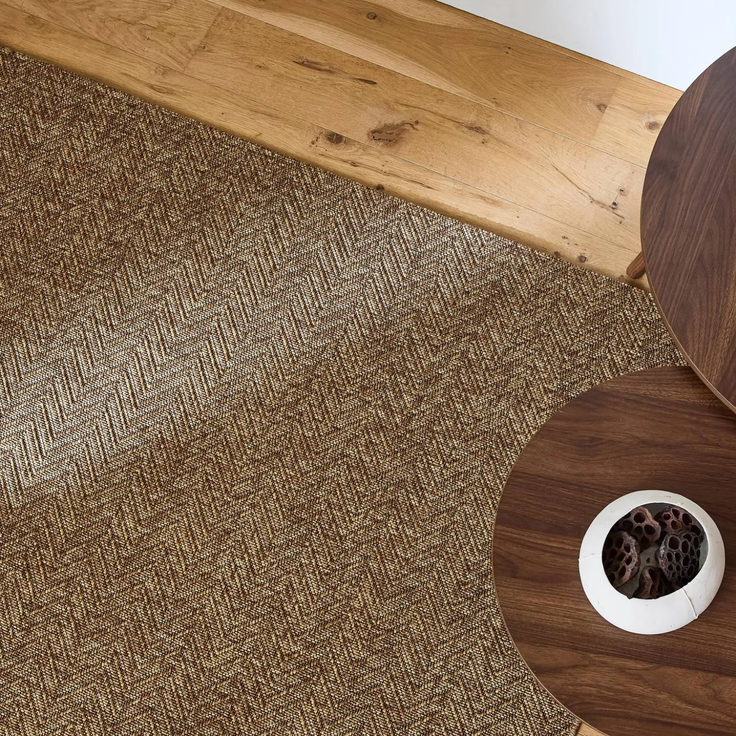 Alfombra interior/exterior efecto yute color caramelo