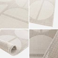 Alfombra interior/exterior diseño geométrico beige poliéster reciclado