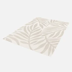 Alfombra interior/exterior motivo vegetal beige poliéster reciclado