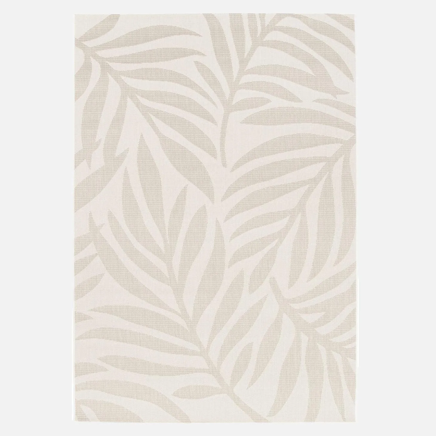 Alfombra interior/exterior motivo vegetal beige poliéster reciclado