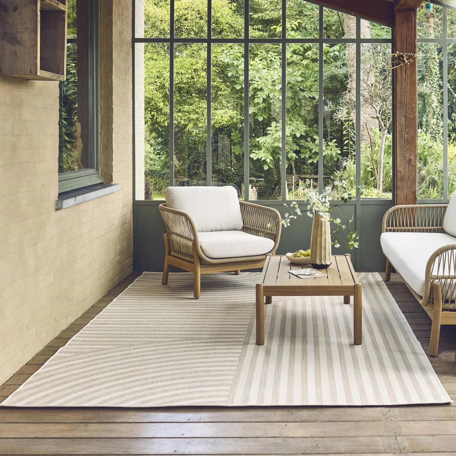 Alfombra interior/exterior diseño arcos beige