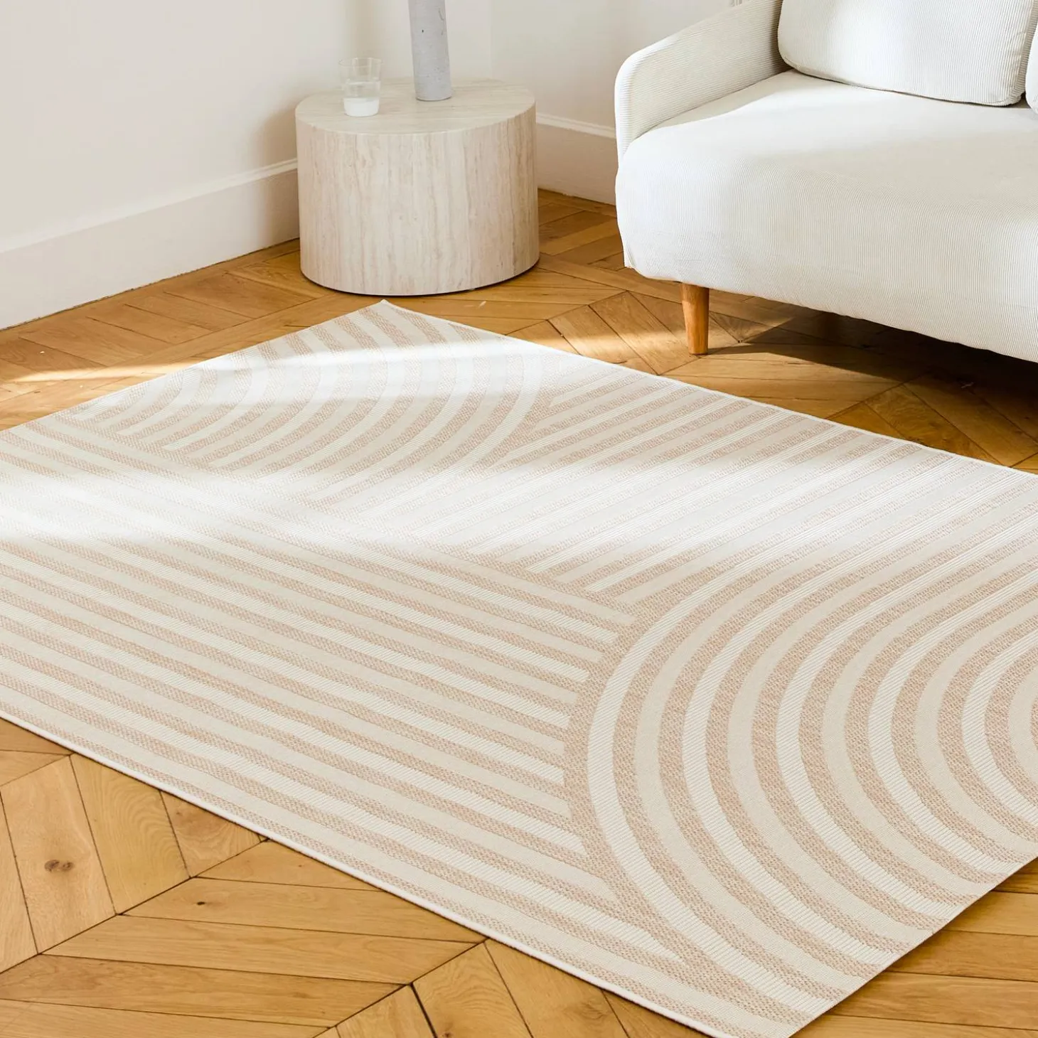 Alfombra interior/exterior diseño arcos beige