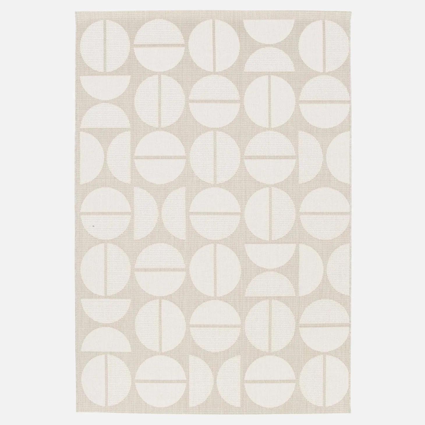 Alfombra interior/exterior diseño geométrico beige poliéster reciclado