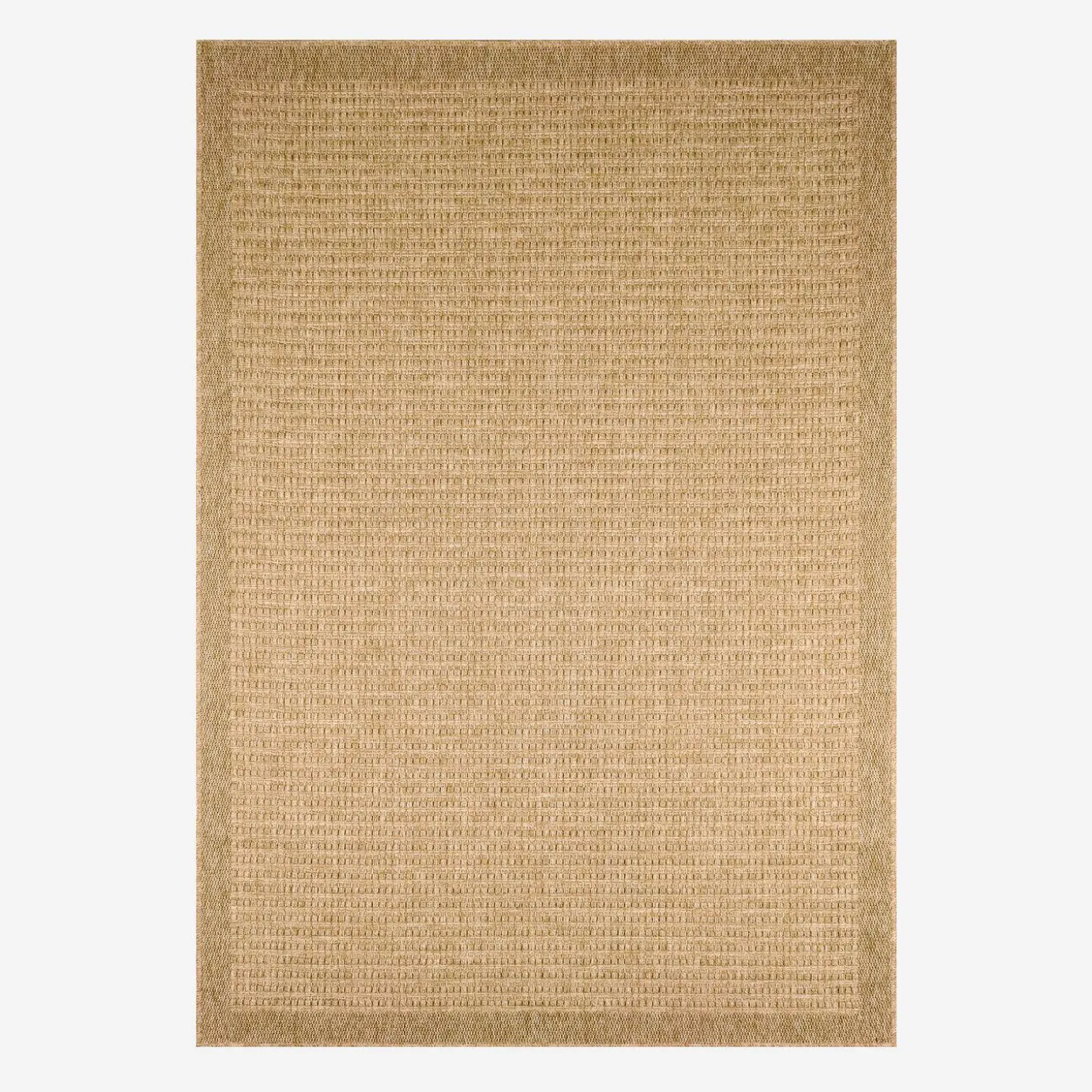 Alfombra interior/exterior efecto tela de yute beige