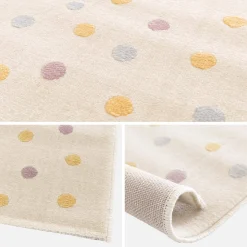 Alfombra multicolor infantil con lunares grandes, 120cm