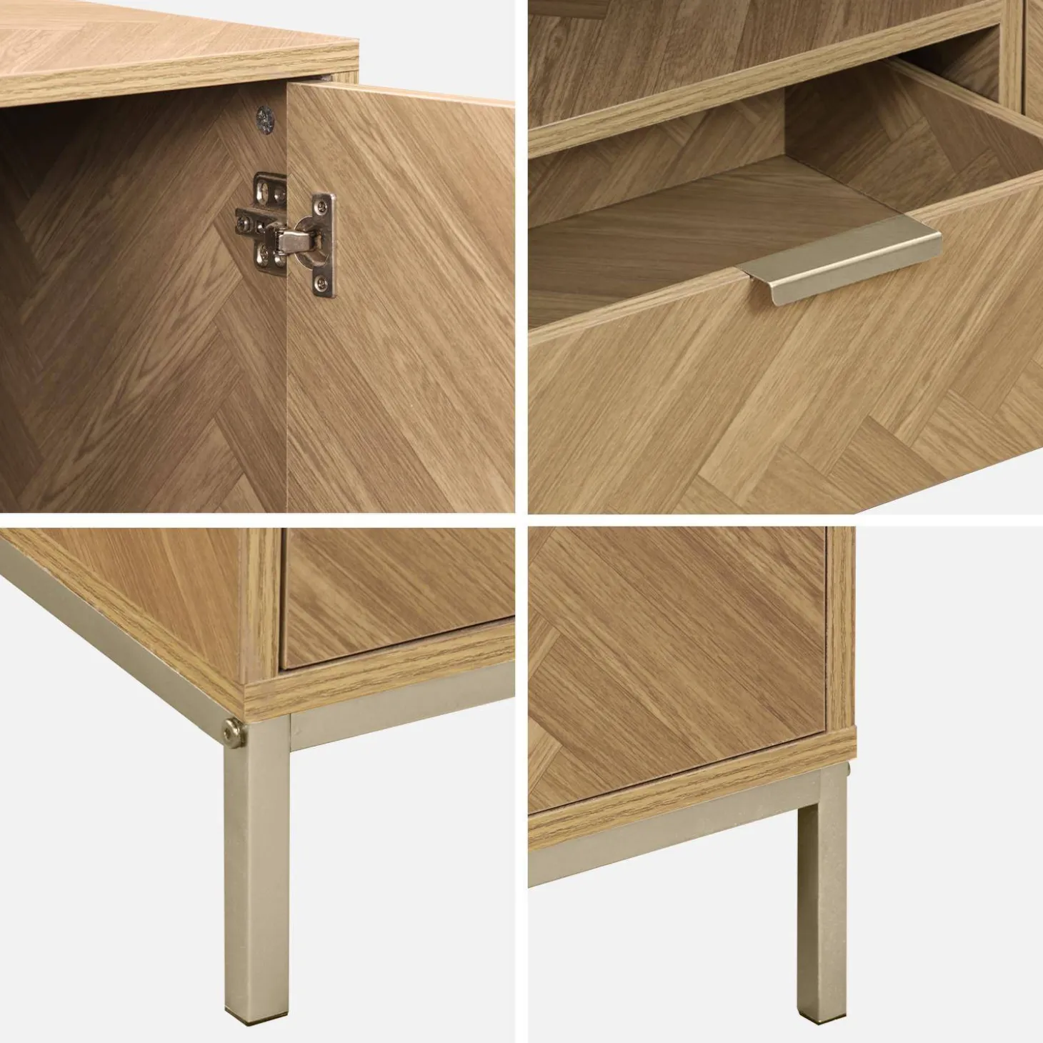 Aparador con efecto espiga de 2 puertas, 160cm