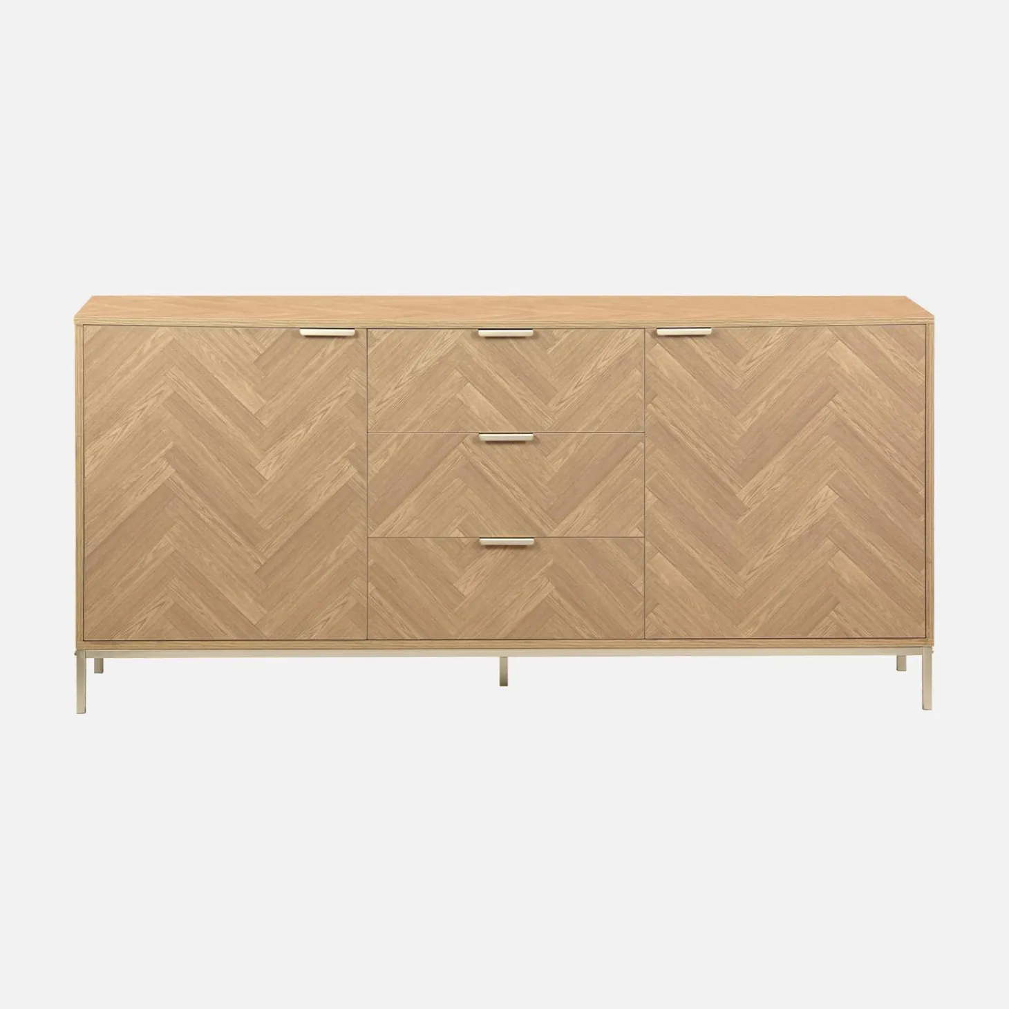 Aparador con efecto espiga de 2 puertas, 160cm