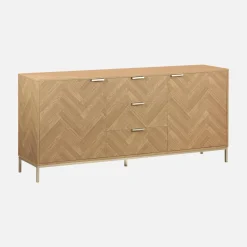 Aparador con efecto espiga de 2 puertas, 160cm