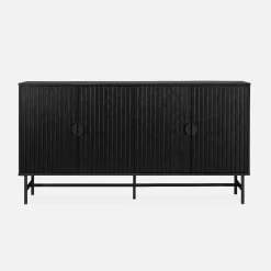 Aparador con efecto madera de 4 puertas, 157.5cm