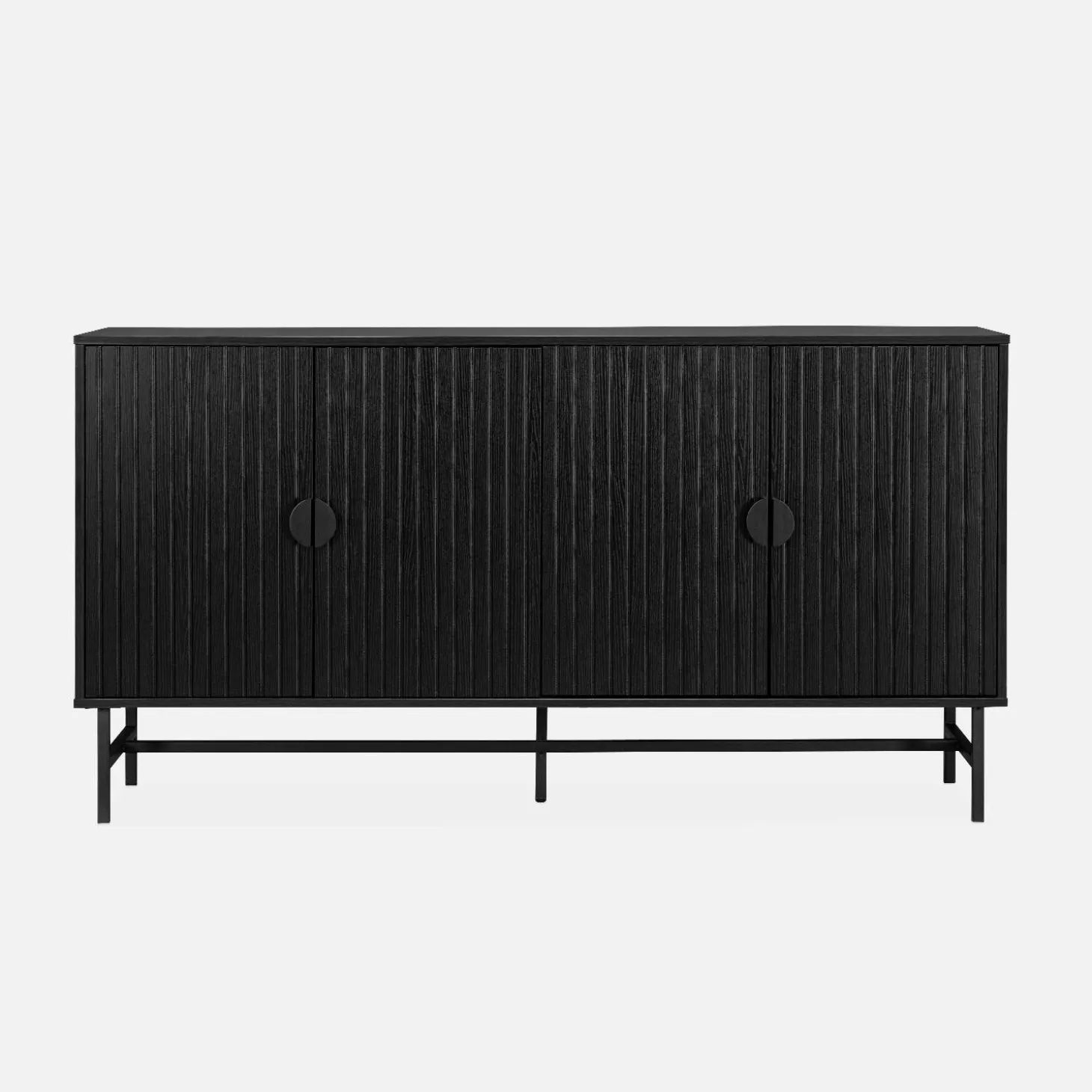 Aparador con efecto madera de 4 puertas, 157.5cm