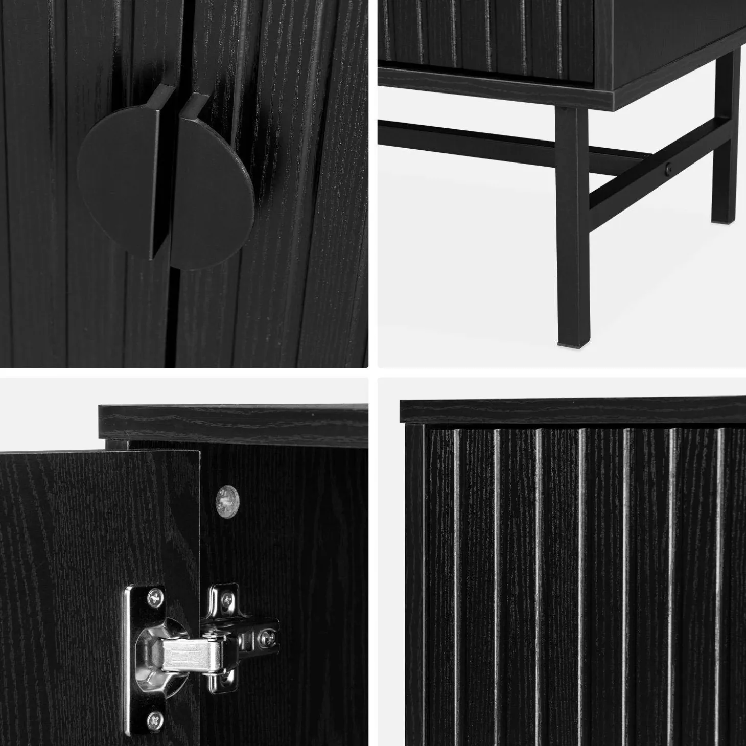 Aparador con efecto madera de 4 puertas, 157.5cm