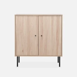 Aparador con efecto madera de 2 puertas, 83.5cm