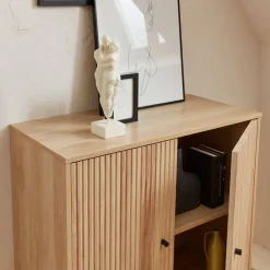Aparador con efecto madera de 2 puertas, 83.5cm