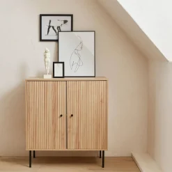Aparador con efecto madera de 2 puertas, 83.5cm