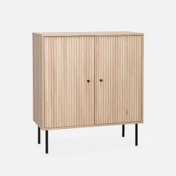 Aparador con efecto madera de 2 puertas, 83.5cm