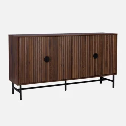 Aparador con efecto madera de 4 puertas, 157.5cm