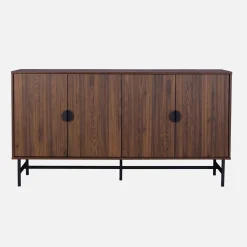 Aparador con efecto madera de 4 puertas, 157.5cm