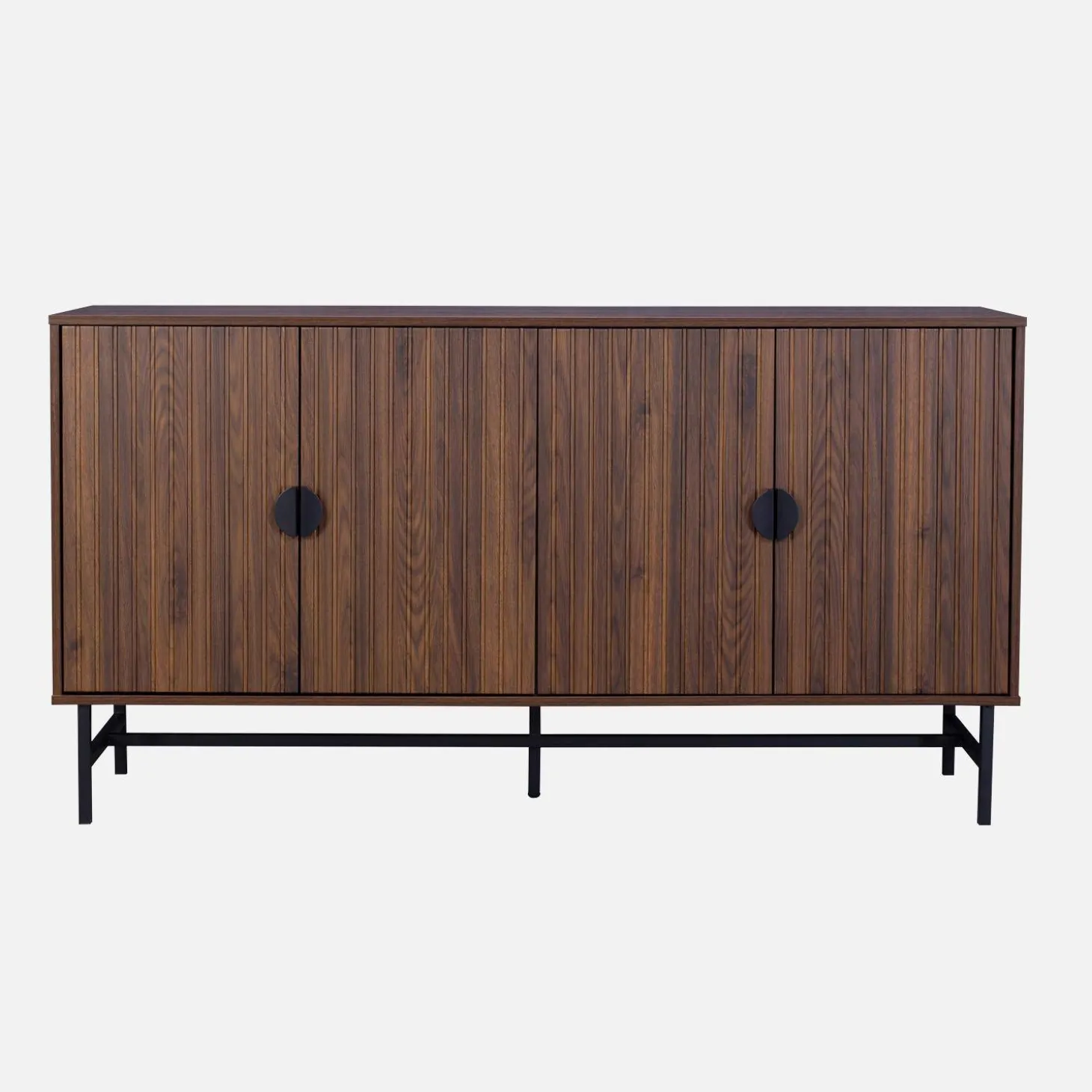 Aparador con efecto madera de 4 puertas, 157.5cm