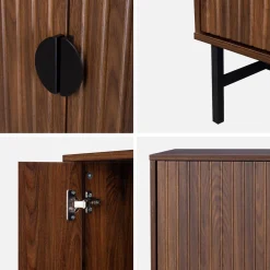 Aparador con efecto madera de 4 puertas, 157.5cm