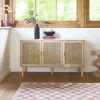 Aparador de 3 puertas con mimbre y efecto madera