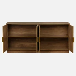 Aparador de 4 puertas efecto madera de mango, acanalado, 160cm