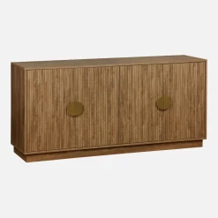 Aparador de 4 puertas efecto madera de mango, acanalado, 160cm