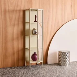 Aparador de acero y vidrio templado con 1 puerta, 160cm
