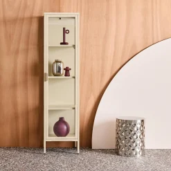 Aparador de acero y vidrio templado con 1 puerta, 160cm