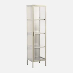 Aparador de acero y vidrio templado con 1 puerta, 160cm
