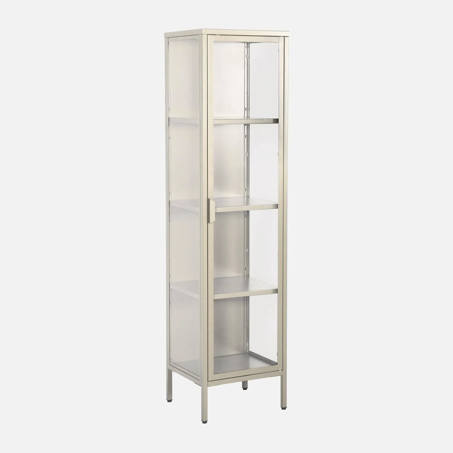 Aparador de acero y vidrio templado con 1 puerta, 160cm