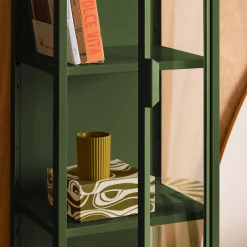 Aparador de acero y vidrio templado con 1 puerta, 160cm