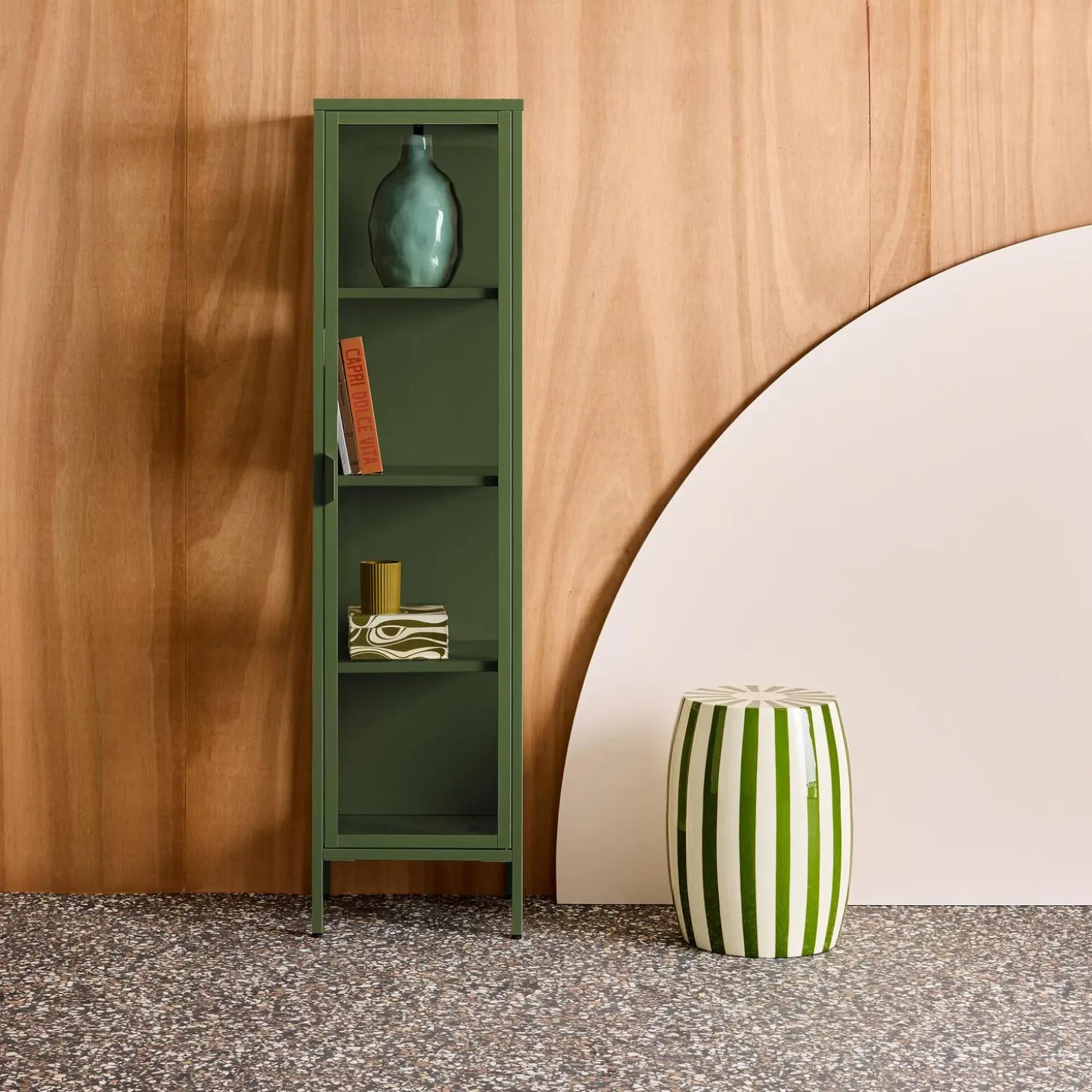 Aparador de acero y vidrio templado con 1 puerta, 160cm
