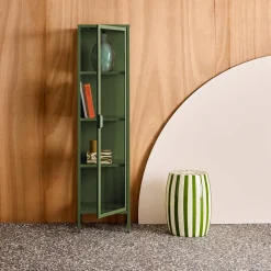 Aparador de acero y vidrio templado con 1 puerta, 160cm