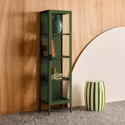 Aparador de acero y vidrio templado con 1 puerta, 160cm
