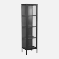 Aparador de acero y vidrio templado con 1 puerta, 160cm