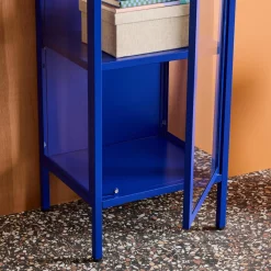 Aparador de acero y vidrio templado con 1 puerta, 160cm