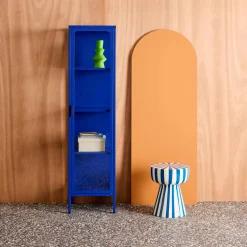 Aparador de acero y vidrio templado con 1 puerta, 160cm