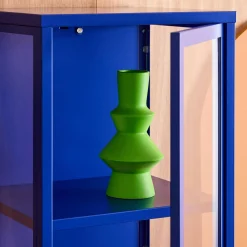 Aparador de acero y vidrio templado con 1 puerta, 160cm