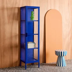 Aparador de acero y vidrio templado con 1 puerta, 160cm