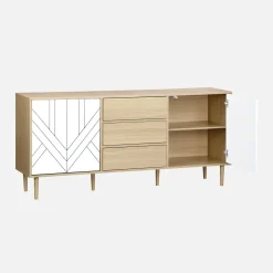 Aparador de efecto madera con 2 puertas, 160cm