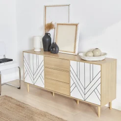 Aparador de efecto madera con 2 puertas, 160cm