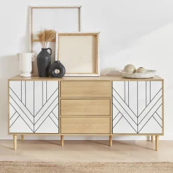 Aparador de efecto madera con 2 puertas, 160cm