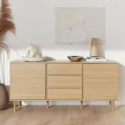 Aparador de efecto madera con 2 puertas, 160cm
