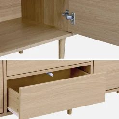 Aparador de efecto madera con 2 puertas, 160cm