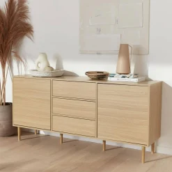 Aparador de efecto madera con 2 puertas, 160cm