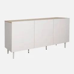 Aparador de metal y decoración de madera 3 puertas, 150cm