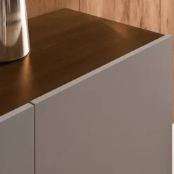 Aparador de metal y decoración de madera 3 puertas, 150cm
