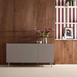 Aparador de metal y decoración de madera 3 puertas, 150cm