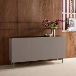 Aparador de metal y decoración de madera 3 puertas, 150cm
